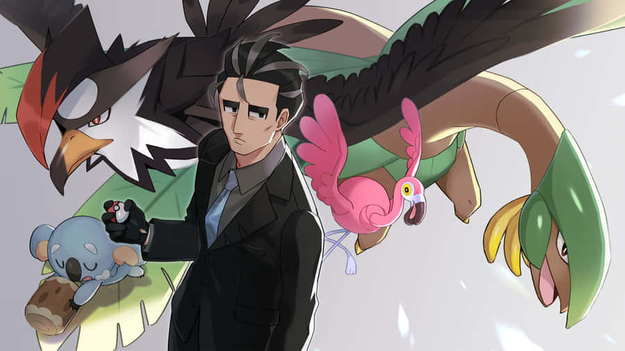 Animated Detectivewith Pokemon Companions Wallpaper