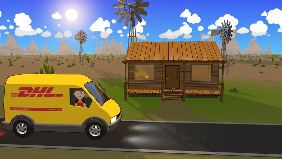 Animated Dhl Commercial Vehicle Wallpaper