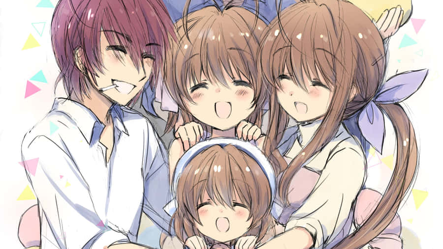 Animated Family Embrace Wallpaper