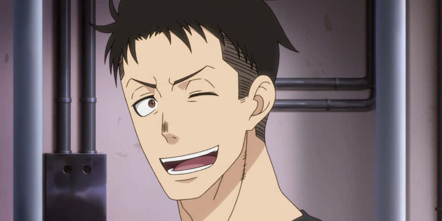 Animated Firefighter Smiling Portrait Wallpaper