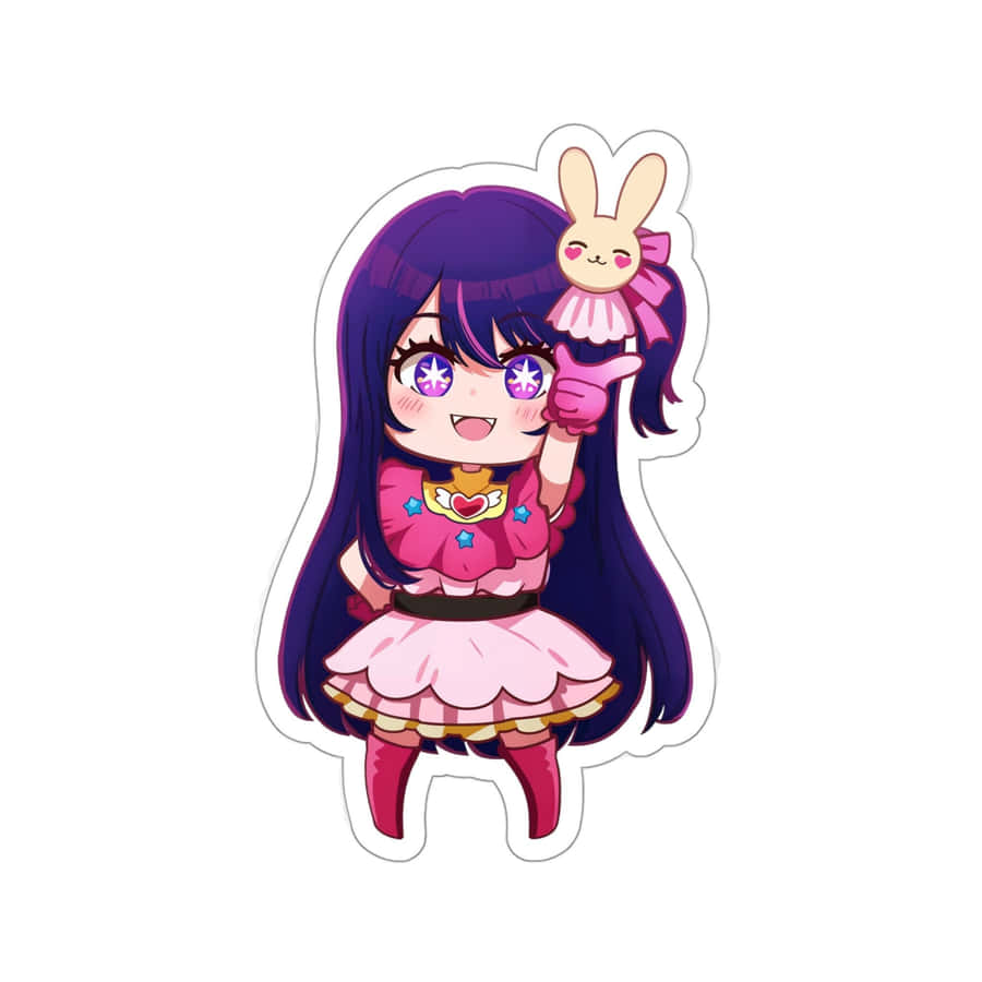Animated Girlwith Bunny Sticker Wallpaper