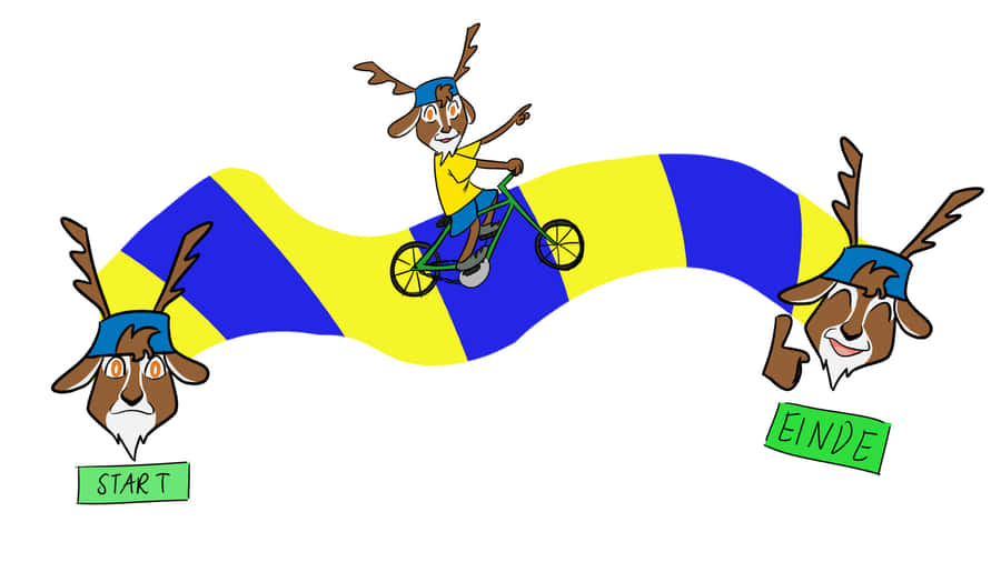 Animated Goat Riding Bikeon Wavy Path Wallpaper