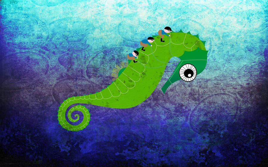 Animated Green Seahorse Wallpaper