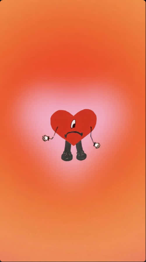 Animated Heart Characteron Red Background Wallpaper