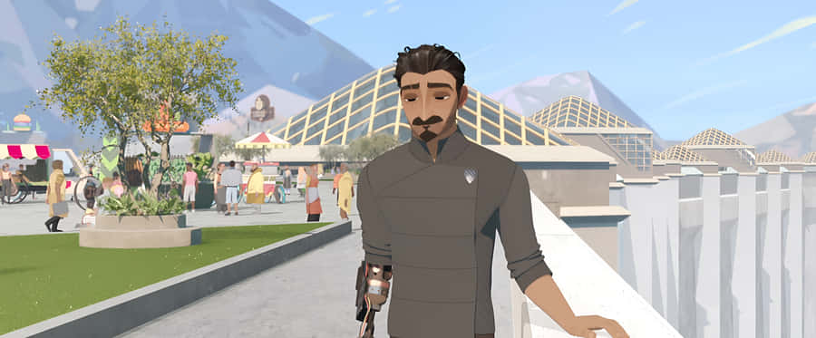 Animated Knightin Modern Marketplace Wallpaper