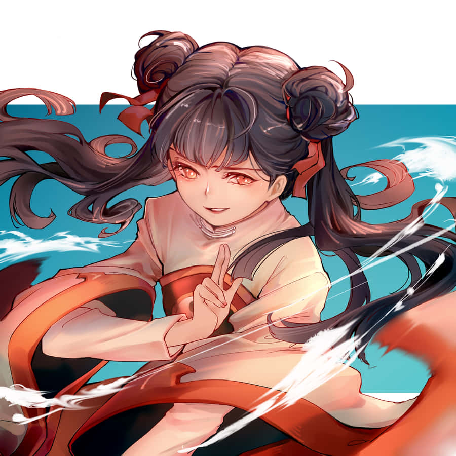 Animated Martial Artist Girl Wallpaper