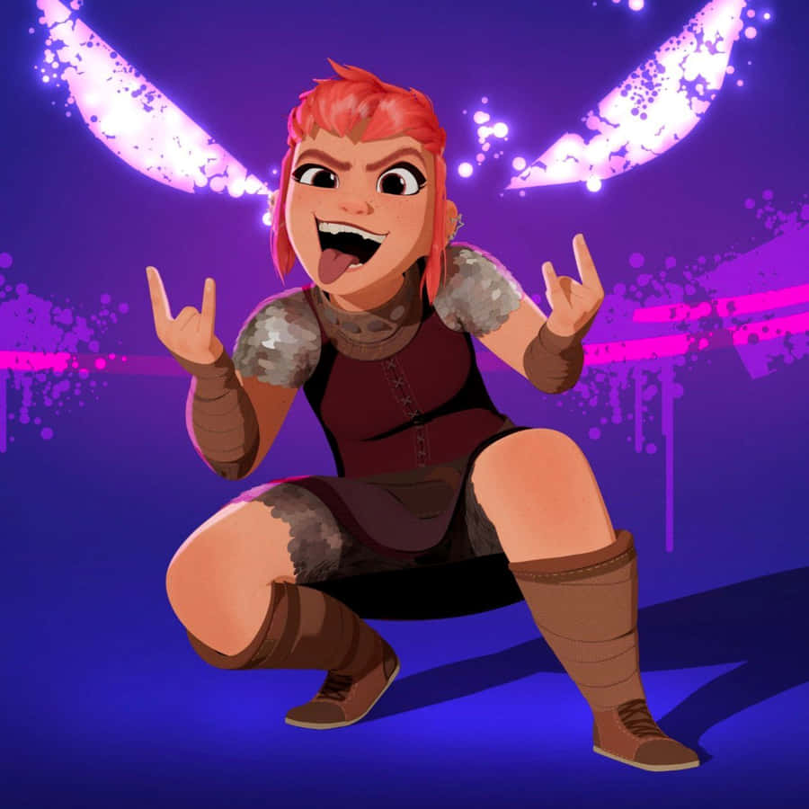 Animated Rock On Gesture Character Illustration Wallpaper