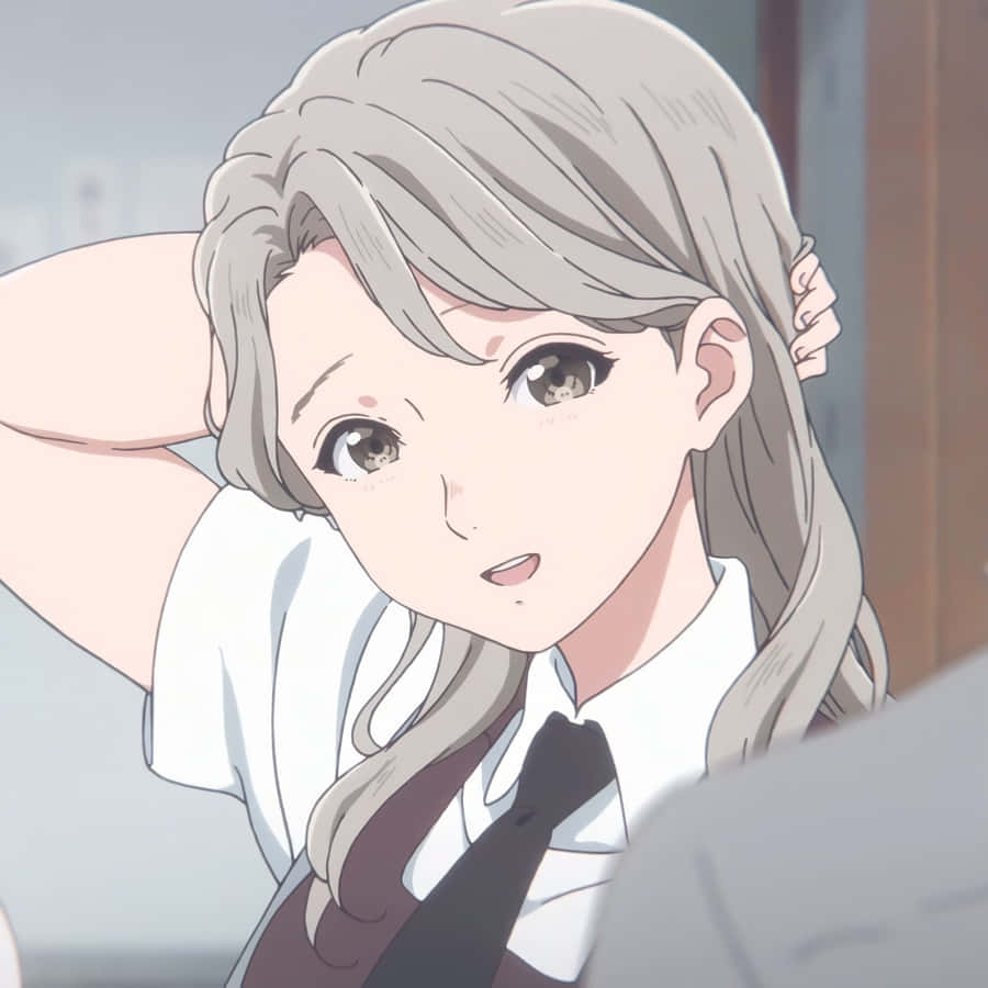 Animated Schoolgirl Smiling Gently Wallpaper