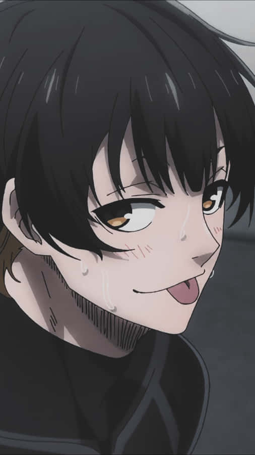 Animated Smiling Character Black Hair Wallpaper