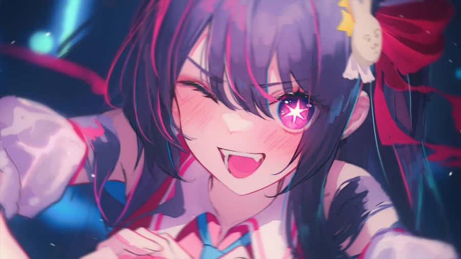 Animated Star Eyed Girl Laughing Wallpaper