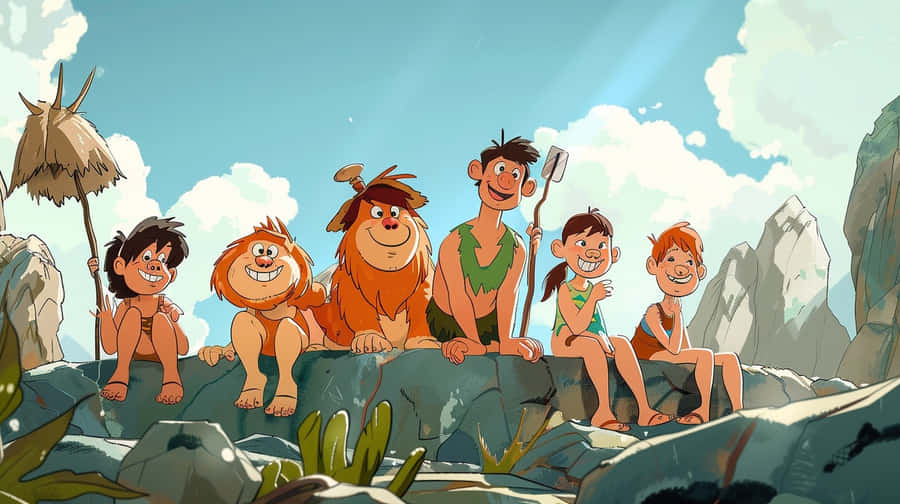Animated Stone Age Family Cartoon Wallpaper