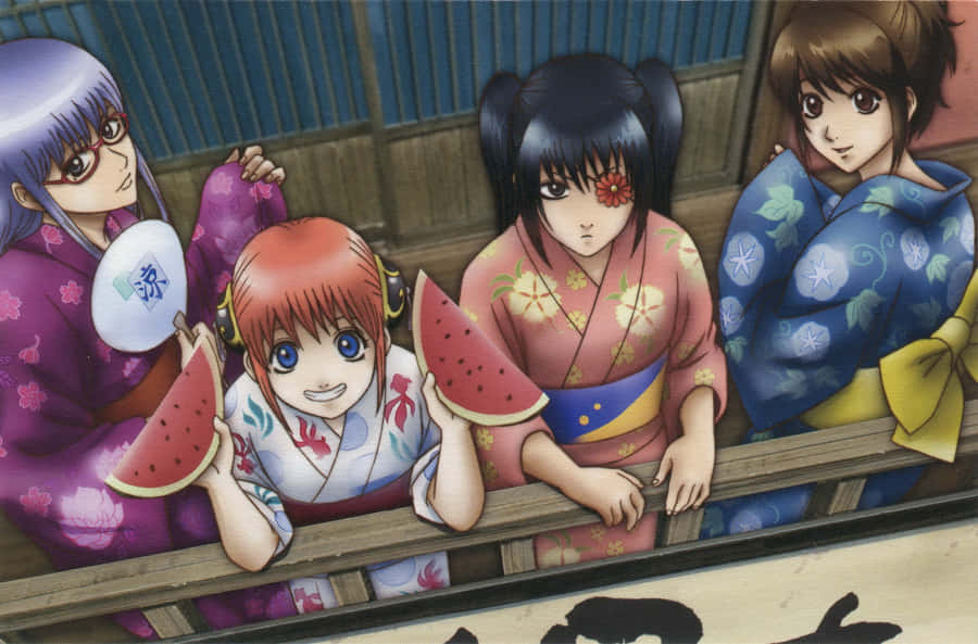 Animated Summer Festival Characters Wallpaper