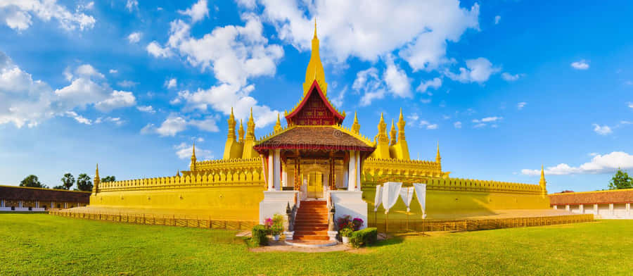 Animated Temple In Vientiane Wallpaper