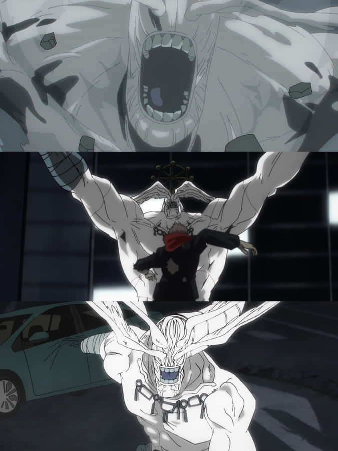 Anime Battle Scenewith Giant Creatureand Warriors Wallpaper