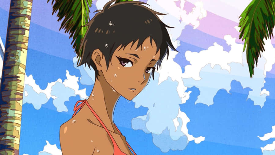 Anime Beachside Glance Wallpaper