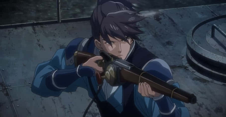 Anime Character Aiming Rifle Wallpaper