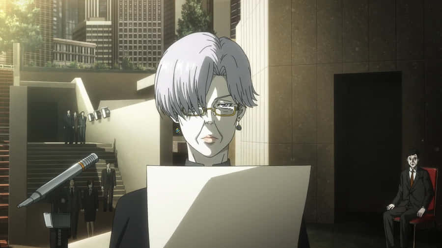 Anime Character Reading Document Outdoors Wallpaper