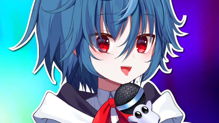 Anime Character Singing Into Microphone Wallpaper