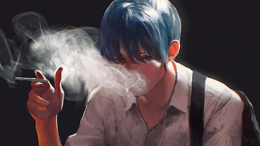 Anime Character Smoking Scene Wallpaper