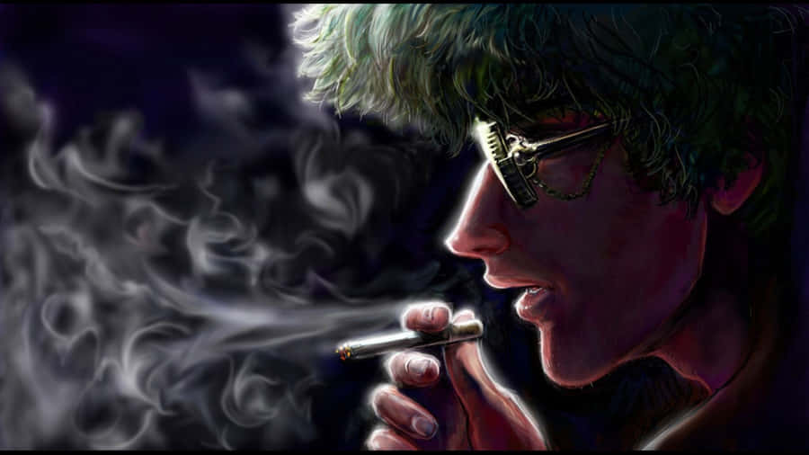 Anime Character Smoking Scene Wallpaper