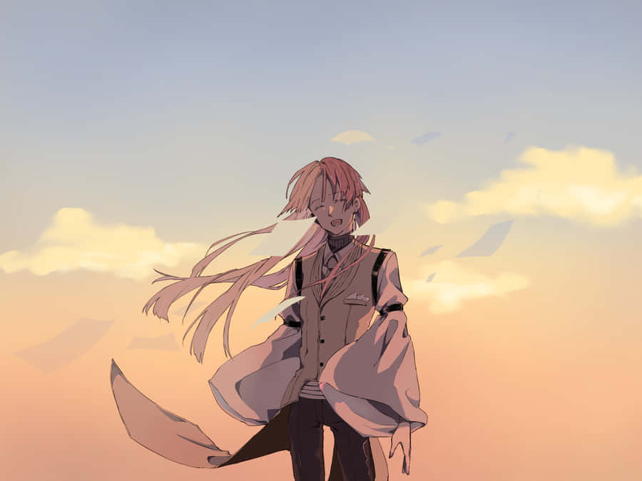 Anime Character Sunset Smile Wallpaper