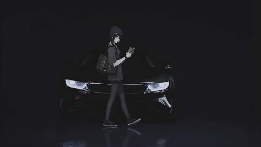 Anime Character Walking Night Wallpaper