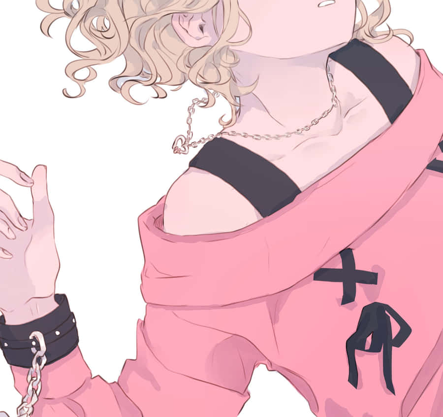 Anime Characterin Pinkwith Handcuffs Wallpaper