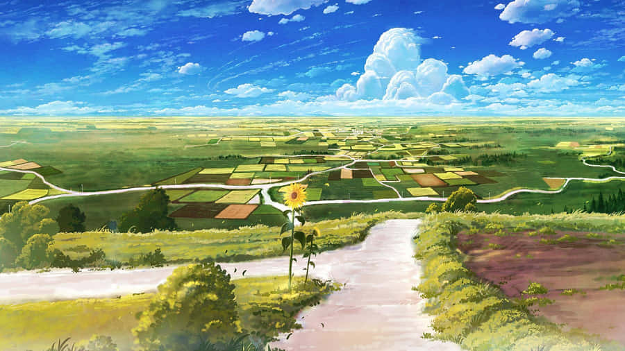 Anime Countryside Landscape Wallpaper
