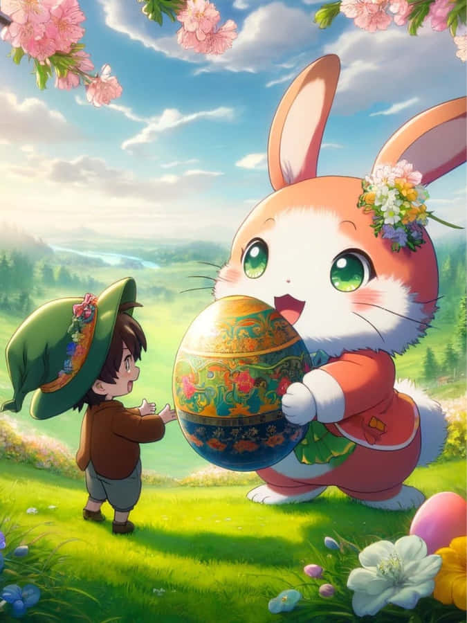 Anime Easter Bunny And Child Wallpaper