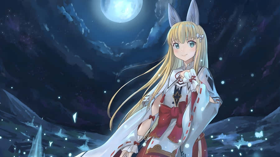 Anime Fox Under Moonlight Wallpaper
