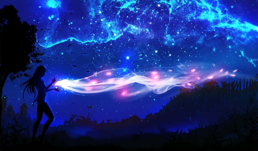 Anime Galaxy Magic Night Wallpaper