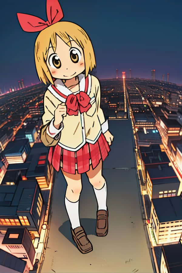 Anime Girl Above Cityscape Wallpaper