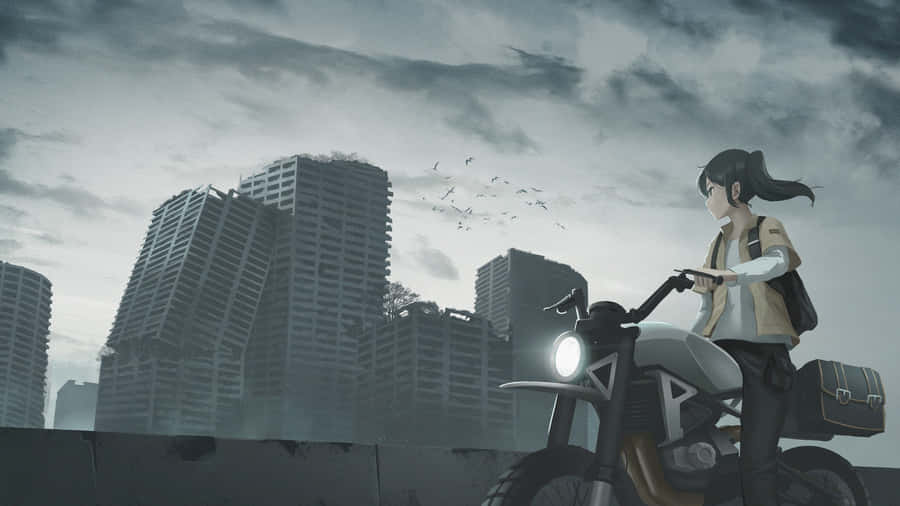 Anime Girl On Motorcycle Wallpaper