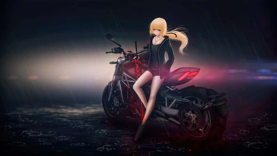 Anime Girl On Motorcycle Wallpaper
