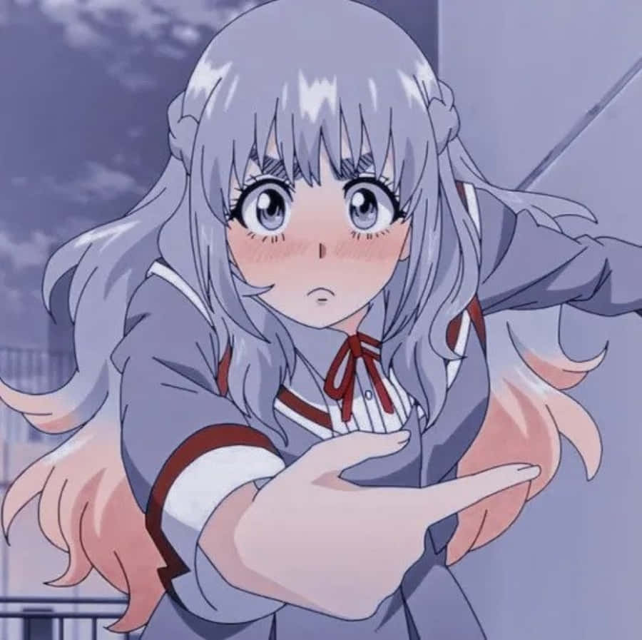 Anime Girl Reaching Out Expression Wallpaper