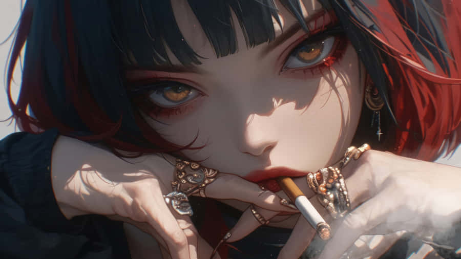 Anime Girl Smoking Cigarette Wallpaper
