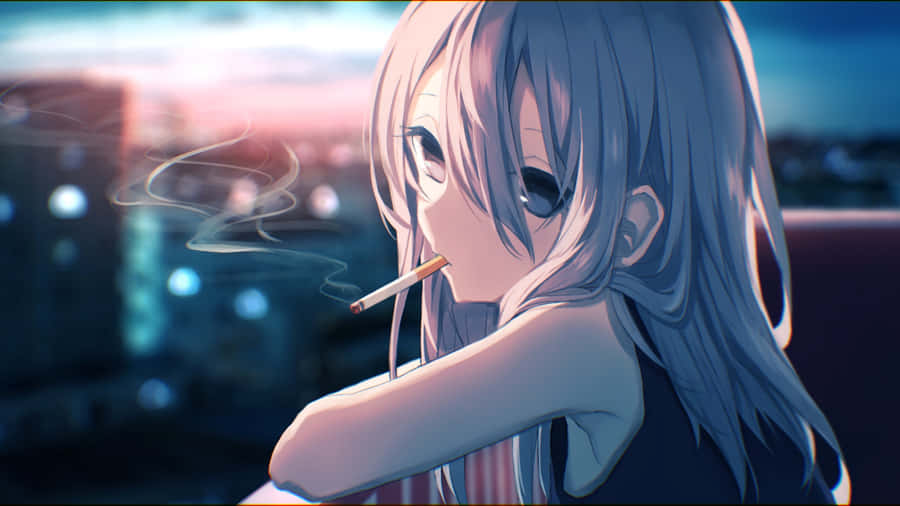 Anime Girl Smoking Cigarette Wallpaper
