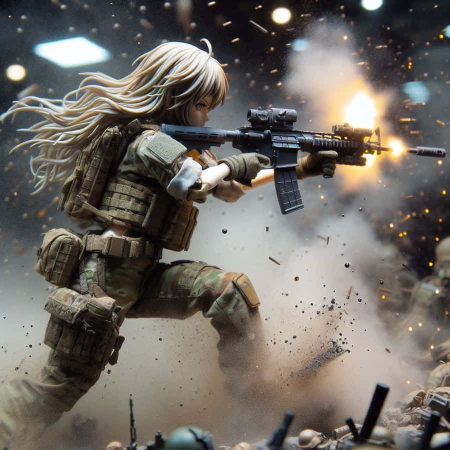 Anime Girl Tactical Shooter Wallpaper