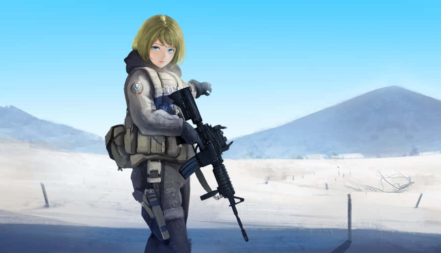 Anime Girl Tactical Shooter Wallpaper