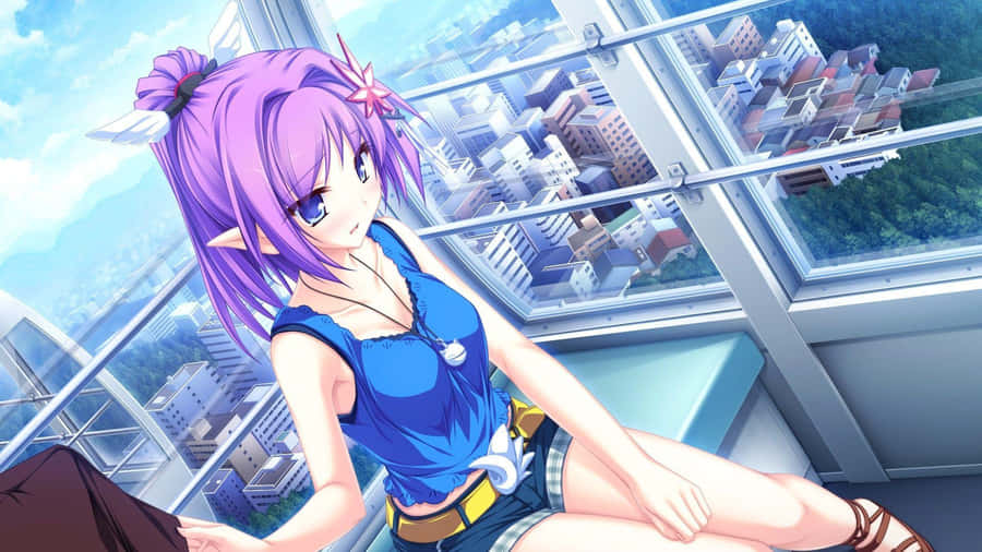 Anime Girl Urban Backdrop Wallpaper