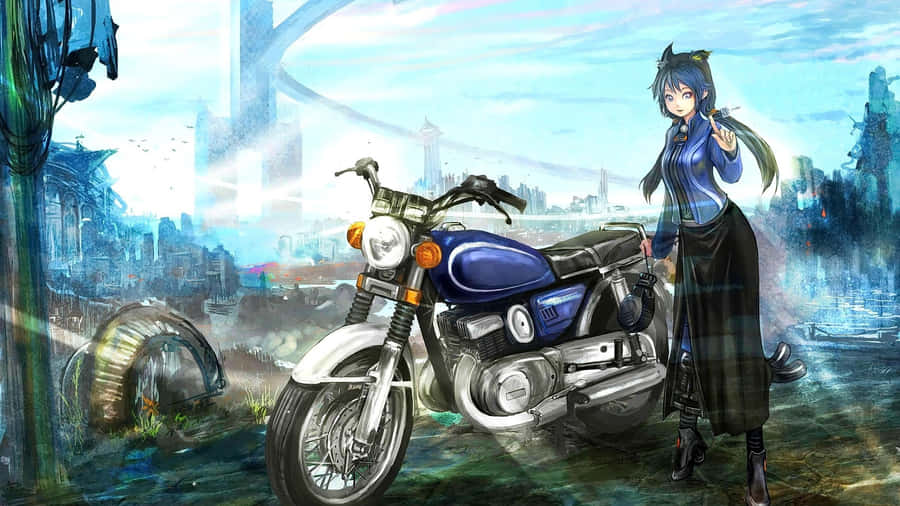 Anime Girl With Motorcycle Wallpaper