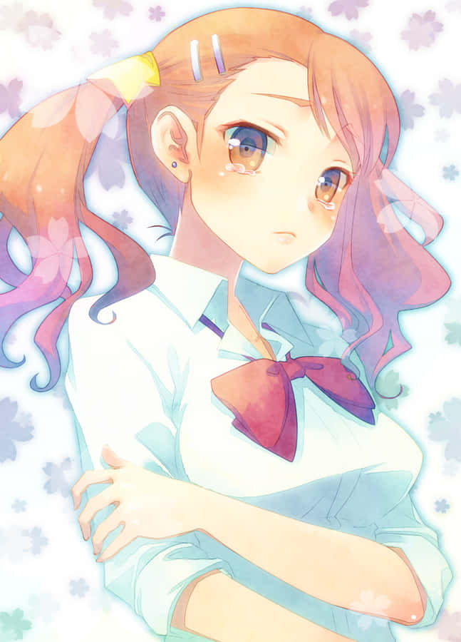 Anime Girl With Ponytailand School Uniform Wallpaper