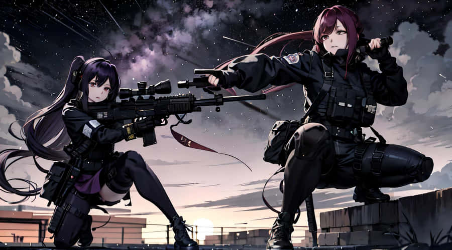 Anime Girls Sniper Duel Wallpaper