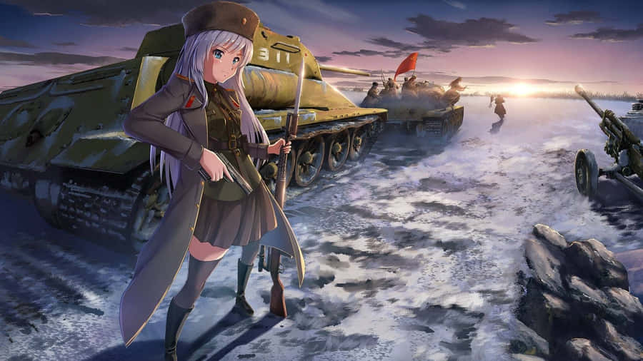 Anime Girls Tank Battle Wallpaper