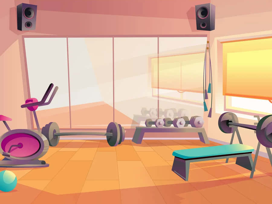 Anime Gym Interior Wallpaper