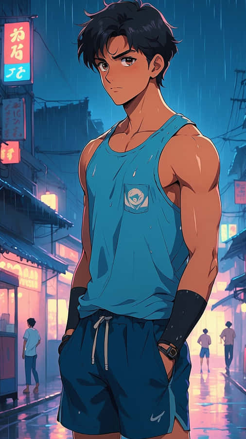 Anime Gym Night Workout Wallpaper