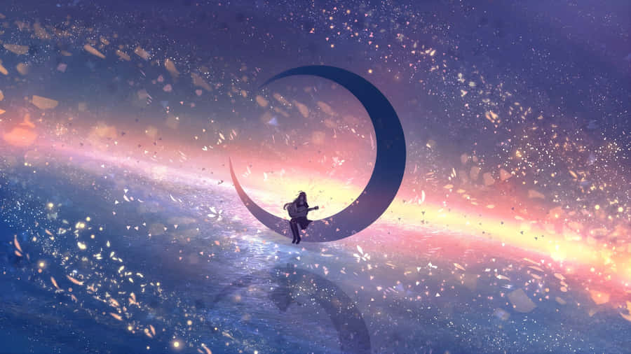 Anime Moon Fantasy Scene Wallpaper