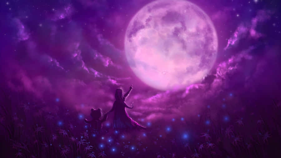 Anime Moon Night Scene Wallpaper