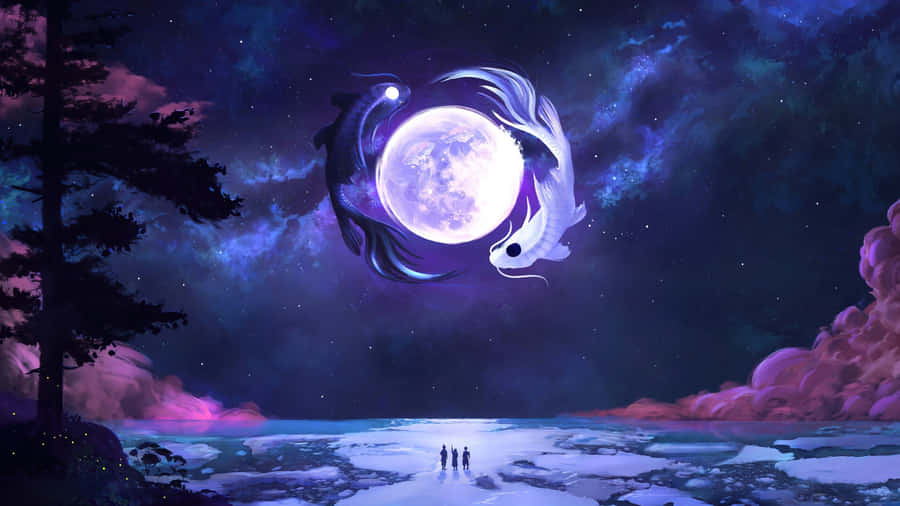 Anime Moon Night Sky Wallpaper