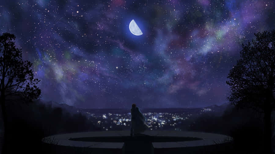 Anime Moon Nightscape Wallpaper
